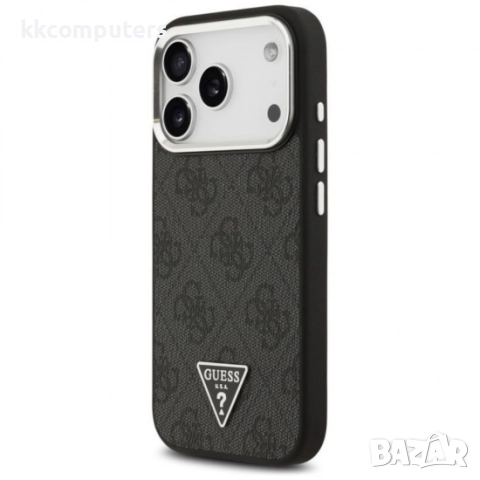 Оригинален кейс Guess 4G Triangle Metal Logo MagSafe, За iPhone 17 Pro (6.3), Черен, снимка 3 - Калъфи, кейсове - 51825698