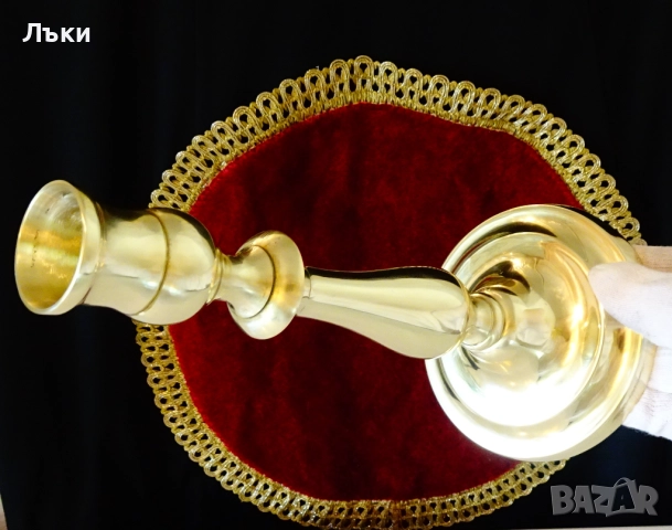 Бронзов свещник 25 см.,490 гр.,викториански стил. , снимка 3 - Антикварни и старинни предмети - 52012681