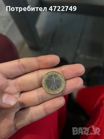 Монета от 1евро 2003 на Витрувианский человек