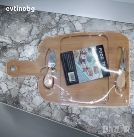 Дъска за пица с 2 прибора 29.5 x 19.5 x 1.5 см, снимка 3 - Аксесоари за кухня - 53891602