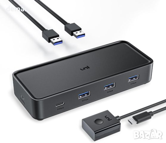 uni USB 3.0 превключвател, 4 порта USB превключвател към 2 компютъра, с дистанционно управление, снимка 1 - Друга електроника - 46303780