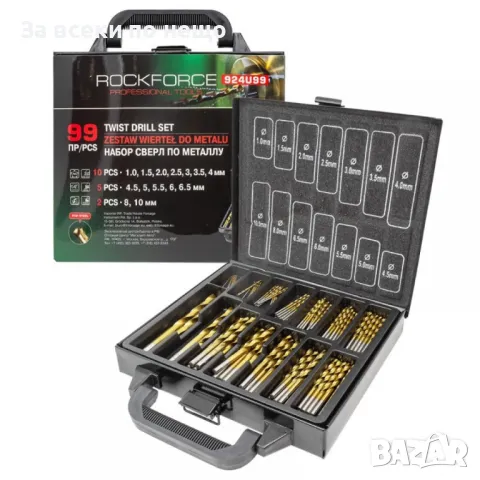 Професионален комплект свредла  бургии за метал RockForce 99 части