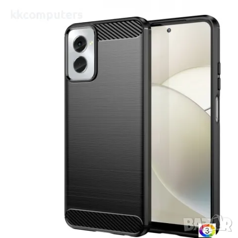 Motorola Moto G Power 2024 Удароустойчив Carbon Fiber Калъф и Протектор