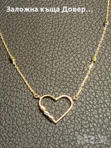 Златно колие сърце чисто ново злато Gold zlatno 14 karat 585