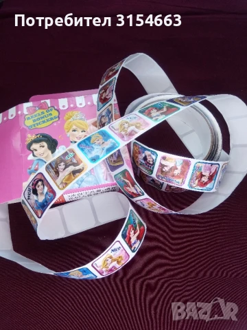 Ролка стикери Дисни принцеси, 200 броя , снимка 6 - Рисуване и оцветяване - 50565338