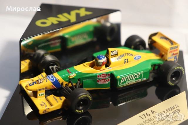 1:43 ONYX BENETON FORD MICHAEL SCHUMACHER БОЛИД ФОРМУЛА F1, снимка 3 - Колекции - 52636358