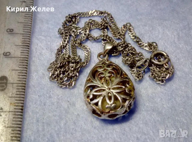 АЖУРЕН ПОСРЕБРЕН МЕДЕН ПЕНДАНТ с КЪСЧЕ НАТУРАЛЕН КЕХЛИБАР в НЕГО и СРЕБЪРНА ВЕРИЖКА СРЕБРО 925 49783, снимка 5 - Колиета, медальони, синджири - 50115976