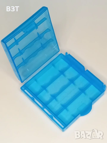 КУТИЯ ЗА СЪХРАНЕНИЕ НА 4 БРОЯ БАТЕРИИ AA/AAA ПЛАСТМАСОВА ПРОЗРАЧНА СИНЯ, снимка 3 - Кутии за съхранение - 53292006