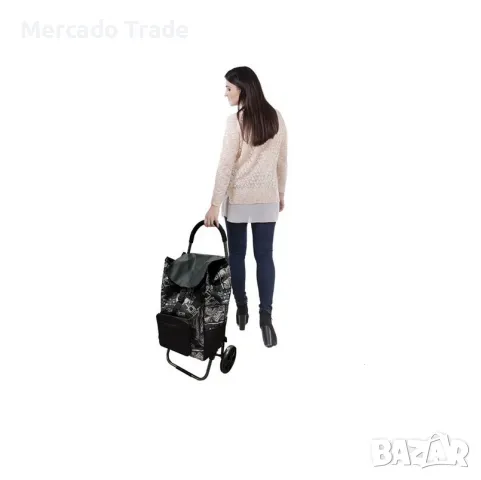 Пазарска количка Mercado Trade, Макс.тегло 35кг., Черна с шарки , снимка 3 - Чанти - 48683459