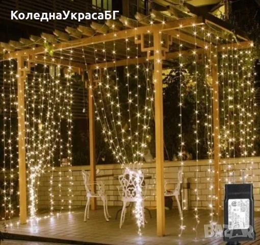 Постоянно светеща завеса 3 х 3 Бяла/топло бяла Завеса LED, снимка 2 - Лед осветление - 53335454