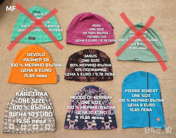 МЕРИНО ВЪЛНЕНИ ШАПКИ, ШАЛОВЕ И РЪКАВИЦИ , снимка 18 - Шапки - 53217140