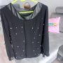 Елегантна черна блуза с перли. Произведена в Италия., снимка 1 - Блузи с дълъг ръкав и пуловери - 45852883