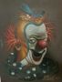 Стара рисувана картина на клоун, снимка 1