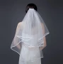 Чисто бял воал за сватба 60-80 см, асиметричен, сватбен булчински було, снимка 1