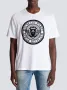 BALMAIN White Flocked Coin Logo Print Oversized Мъжка Тениска size S (L), снимка 3