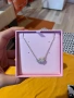 Дамско сребърно колие с две сърца Сваровски/Swarovski, снимка 2