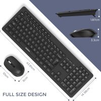 Комплект безжична клавиатура и мишка, 2,4 GHz USB клавиатура, мишка, пълен размер QWERTY клавиатура, снимка 4 - Клавиатури и мишки - 45372462