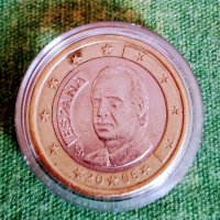 Едно евро - рядка монета с лика на крал Хуан Карлос I де Бурбон и Бурбон от 2006, снимка 1 - Нумизматика и бонистика - 44969273