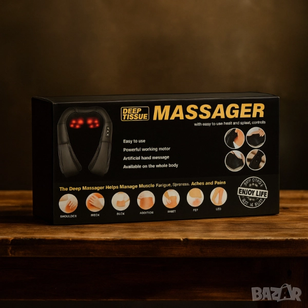 Електрически шиацу масажор за шия, рамене, гръб и тяло, снимка 1