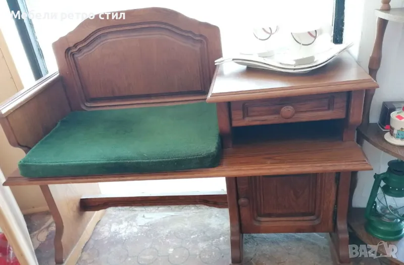 Новата ни красота дървена пейка за обуване с мека подложка за сядане., снимка 1