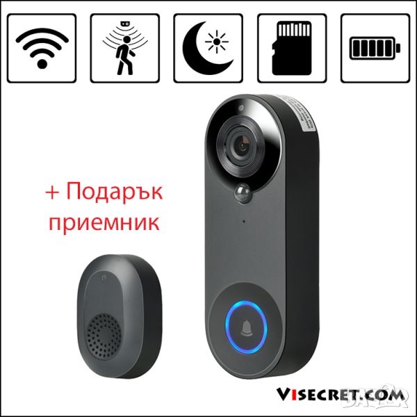 FULL HD WiFi безжичен звънец с камера, снимка 1