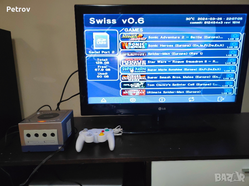 Продавам Nintendo GameCube, хакнат със 128GB и 25игри, снимка 1