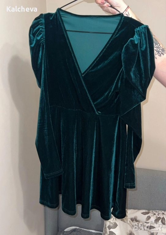 Дамска велурена рокля , снимка 1