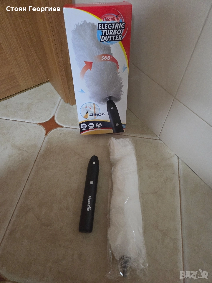 Чисто нова Електрическа четка за прах, Бял, Микрофибър, Въртяща се глава, снимка 1