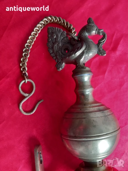 Рядка Голяма Стара Бронзова МАСЛЕНА Лампа, снимка 1