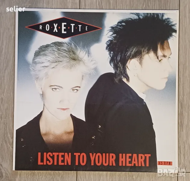 Roxette ‎– Listen To Your Heart Maxi Single 12 Vinyl, 12", 45 RPM Издание :EUROPE 1988г Състояние на, снимка 1