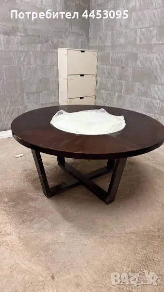 Кръгла, дървена, трапезна маса, снимка 1