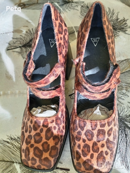 тигрови обувки с висок плътен ток , снимка 1