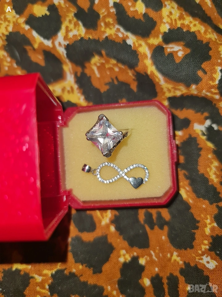 Сребърен пръстен с кристал и символа на безкрайността , снимка 1