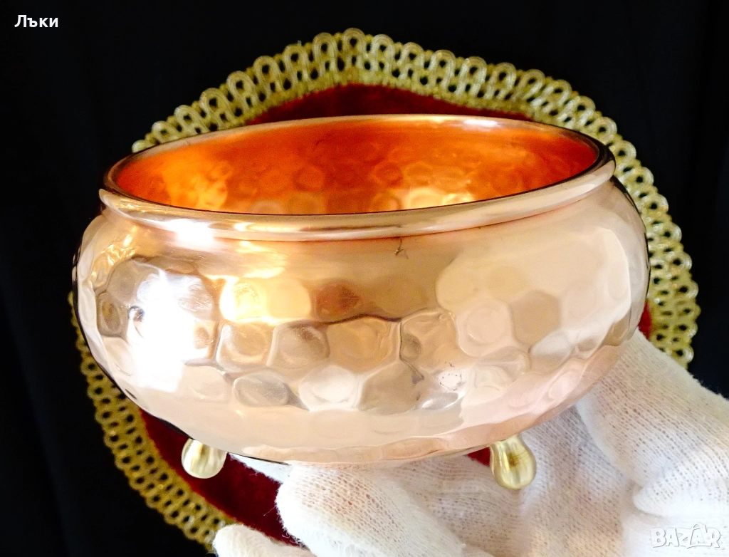 Медна бонбониера,меден съд,чиста червена мед. , снимка 1