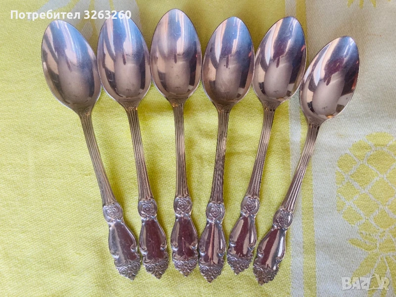 Посребрени руски лъжици МНЦ модел сребърна роза , снимка 1