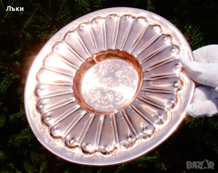 Старинен меден мангал,чиста червена мед 24 см. , снимка 1