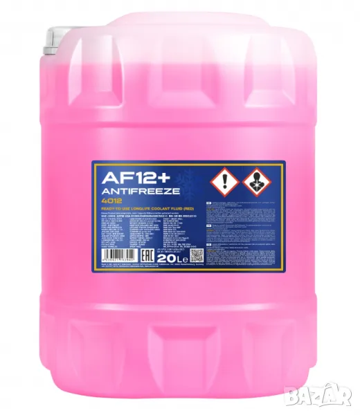 Червен антифриз Mannol Antifreeze AF12+ (-40°C) Longlife, 20л, снимка 1