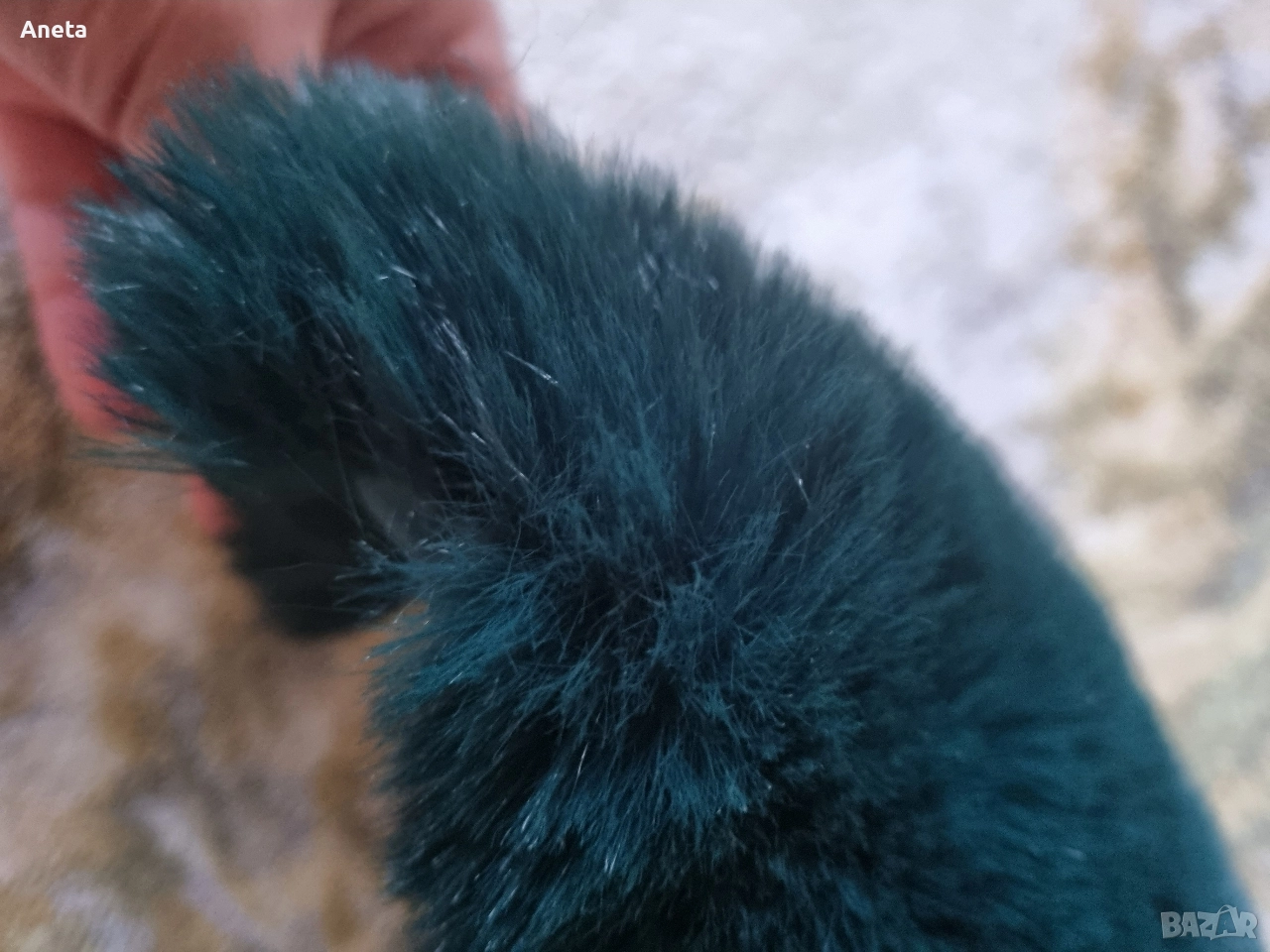 Красива зелена пухена яка / козина за качулка, снимка 1
