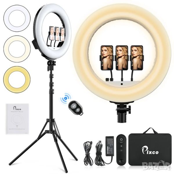 Лед Селфи Ринг Лампа снимки Видео ТикТок Pixco 18'' LED Ring Light, снимка 1