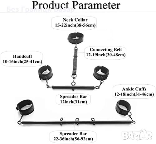 Нов Метален разширител БДСМ комплект регулируеми белезници и яка, снимка 1