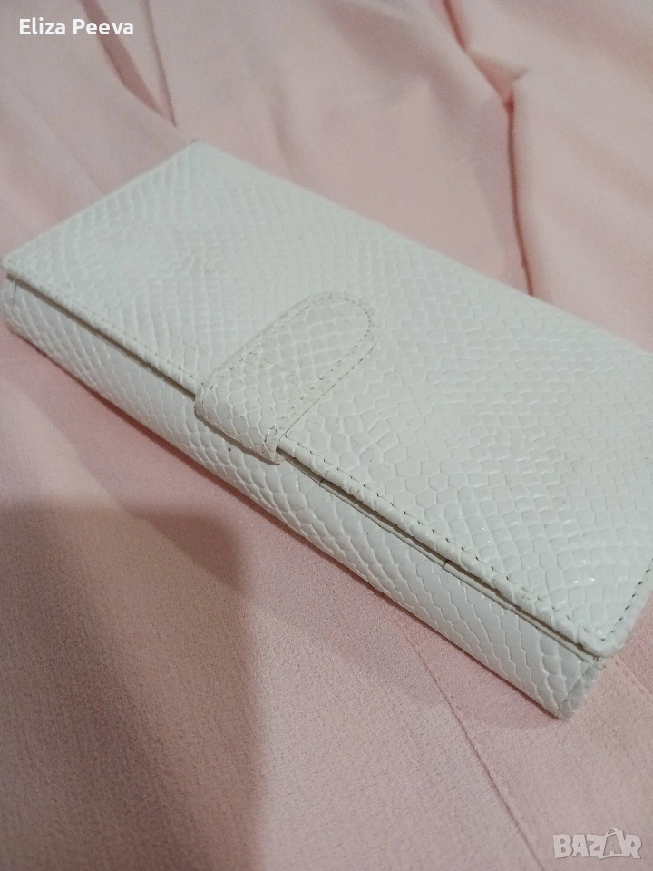 Бяло портмоне от естествена кожа, снимка 1