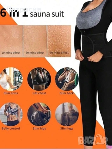 Чисто нов оформящ неопренов термо клин гащеризон с яке за бързо потене и горене на мазнини, размер L, снимка 2 - Клинове - 54196629