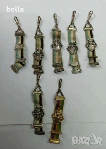 Лот от 7 автентични немски студентски ленти (Bierzipfel) със сребро