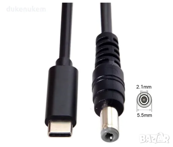 НОВ! USB-C към DC 5.5 x 2.1 mm кабел 65W 87W 1.8m за лаптоп, снимка 6 - Кабели и адаптери - 47197423