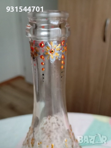 Ръчно изрисувано шише-ваза уникат , снимка 3 - Декорация за дома - 52990367