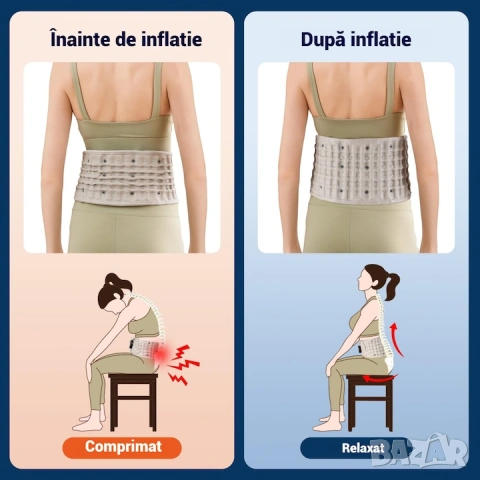 Ортопедичен лумбален колан с масаж и нагряване. корсет за болки в кръста и дискова херния, снимка 3 - Масажори - 53709606