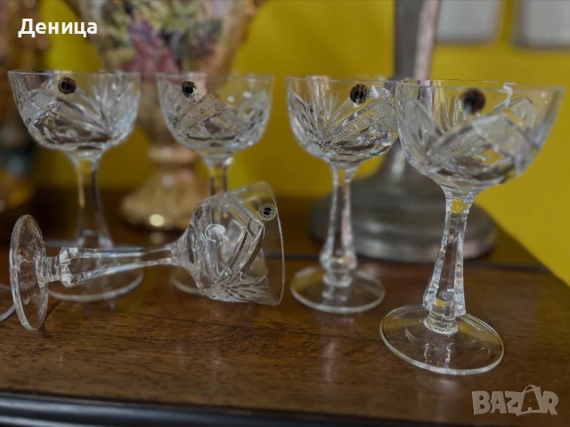 Сливенски кристални чаши “Зорница” 6 броя-90 мл пълни, снимка 2 - Чаши - 51183802