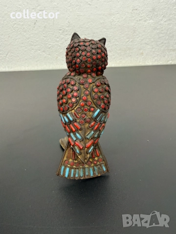 Винтидж месингов бухал / птица с корали. №7724, снимка 4 - Антикварни и старинни предмети - 52789556