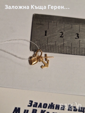 Златна Висулка "Вяра Надежда Любов - 0,40гр. - 14к, снимка 2 - Колиета, медальони, синджири - 54024371