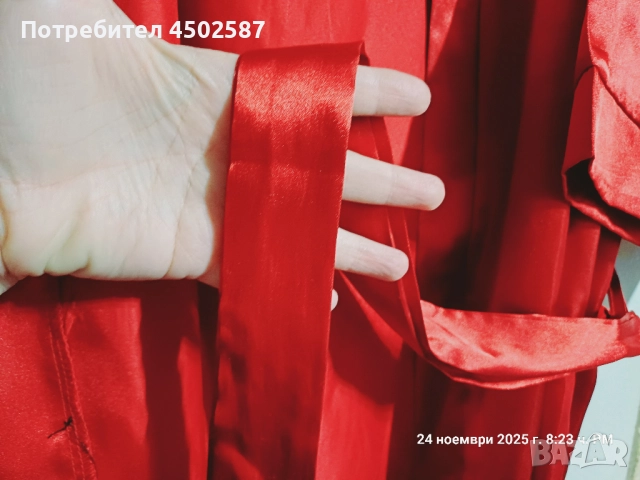 Халат сатенен червен, снимка 8 - Бельо - 52716310